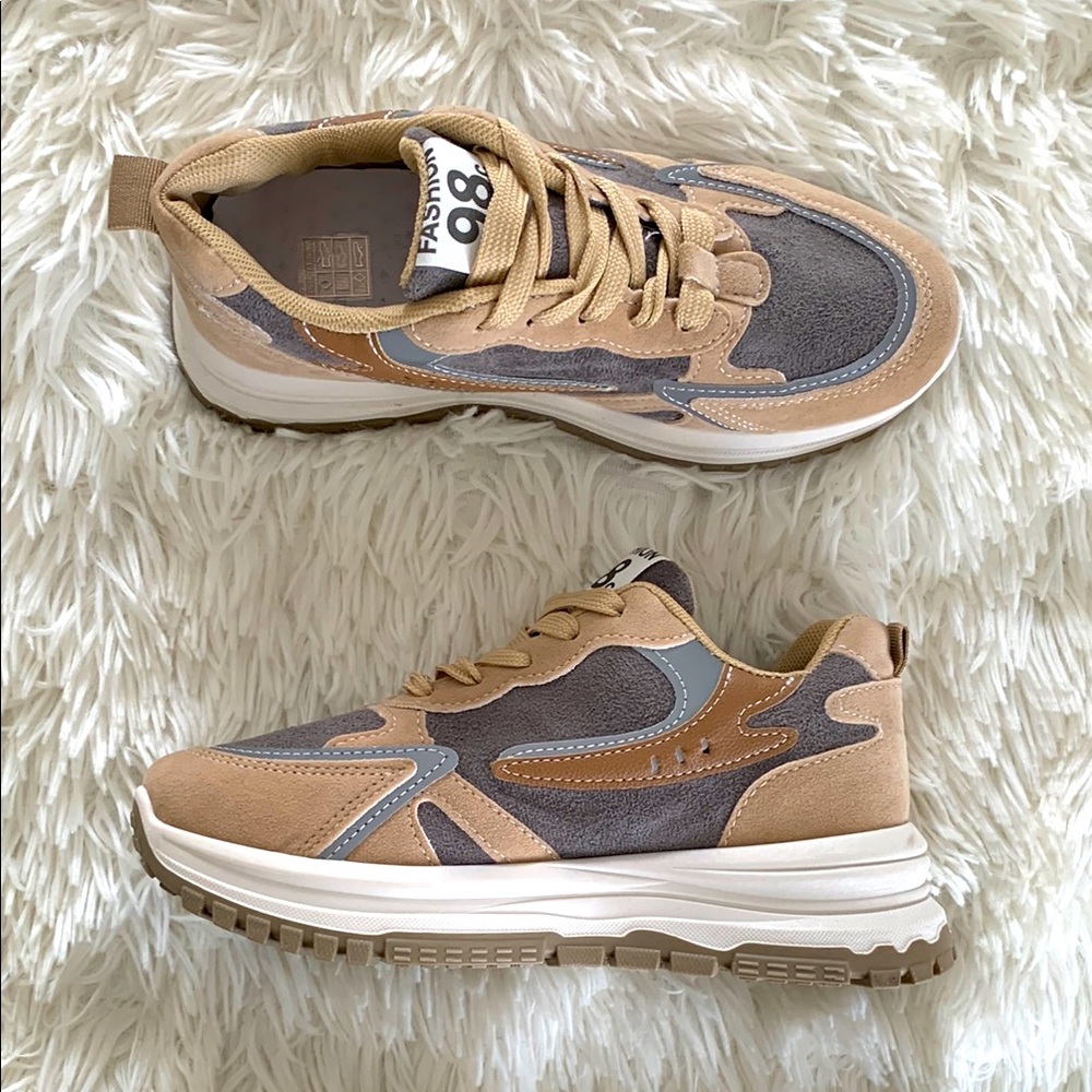 NWOT Beige and Gray Women's Sneakers